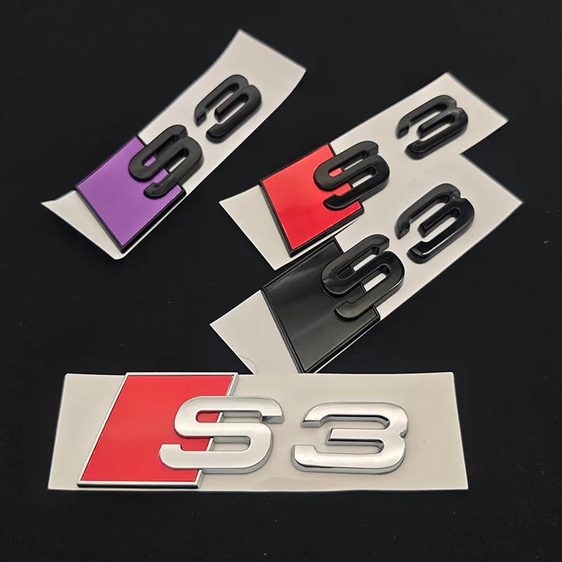 3D ABS Chrome Green Yellow Purple Blue Black Logo S3 Emblem Sticker Car Rear Trunk Badge For Audi S3 8V 8P 8L 8Y S 3 Accessories