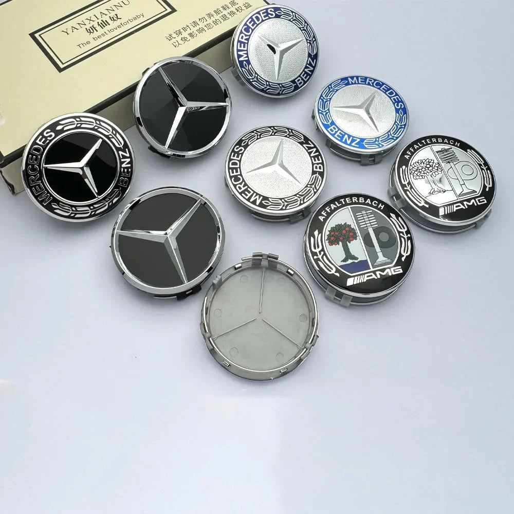 4pcs 75mm Car Wheel Center Caps For Mercedes Benz W203 W204 W205 W212 W213 W222 W223 X253 W176 W177 W117 C118 W166 W167 B/C/E/S