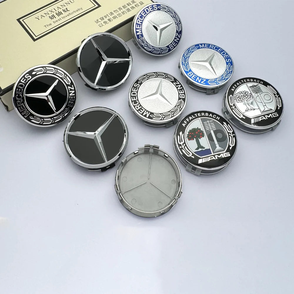 4pcs 75mm Car Wheel Center Caps For Mercedes Benz W203 W204 W205 W212 W213 W222 W223 X253 W176 W177 W117 C118 W166 W167 B/C/E/S