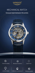 Men automatic watch luxury rome mechanical watches waterproof skeleton noctilucent leather mens watch choice of gift giving