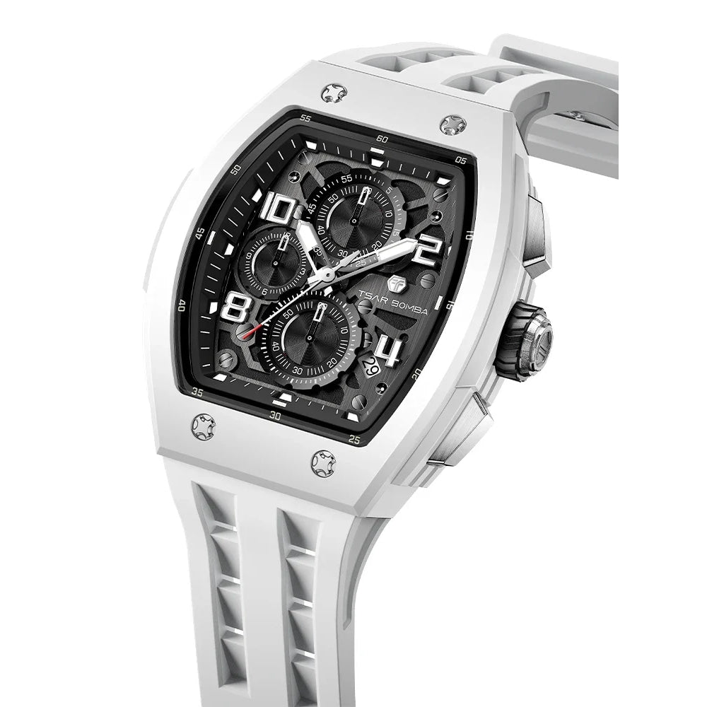 TSAR BOMBA Watch for Men Luxury Brand Tonneau Design Waterproof Clock Stainless Steel Wristwatch Fashion Rectangle Mens Watch
