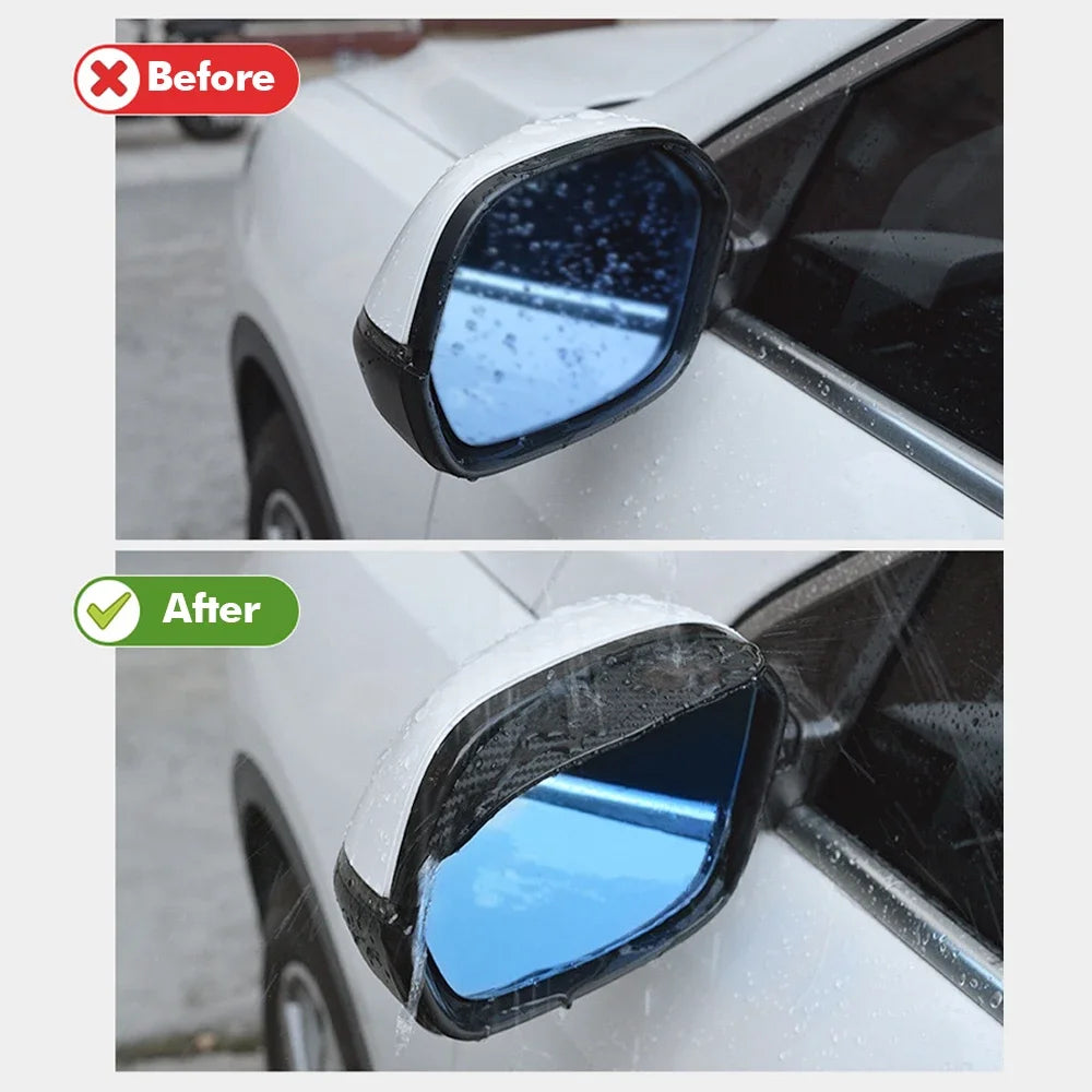 2/4Pcs Carbon Fiber Car Rearview Mirror Rain Shield Eyebrow Flexible Rearview Mirror Rain Shield Protector Eyebrow Rain Cover