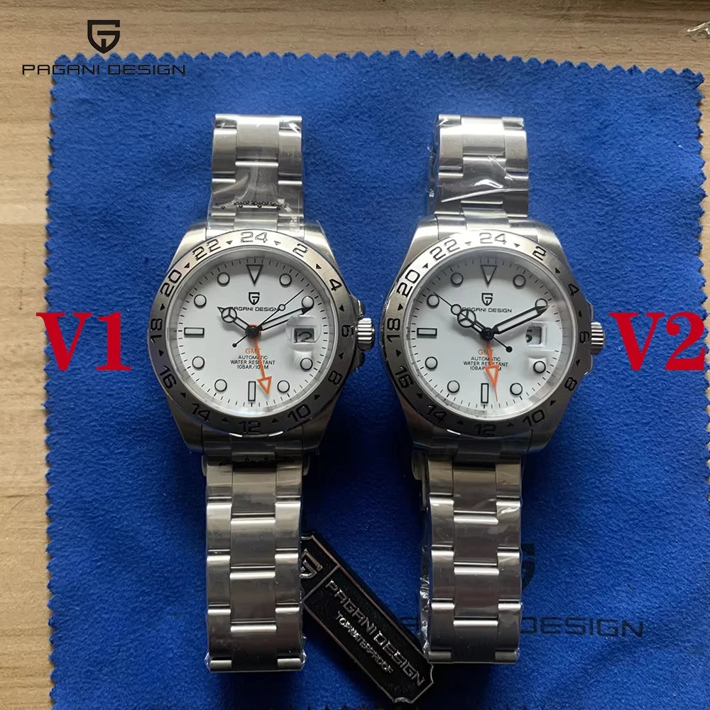 PAGANI Design 2025 nuevo Reloj GMT de 42MM, relojes mecánicos automáticos para Hombre, Reloj resistente al agua de acero inoxidable con zafiro, Reloj para Hombre