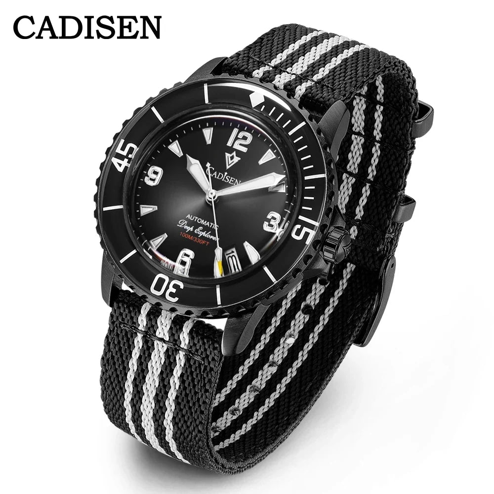 CADISEN Deep Explorer 2025 New Automatic Mechanical Watch Man Canvas Strap Wristwatch MIYOTA  Luxury Luminous Waterproof Watches