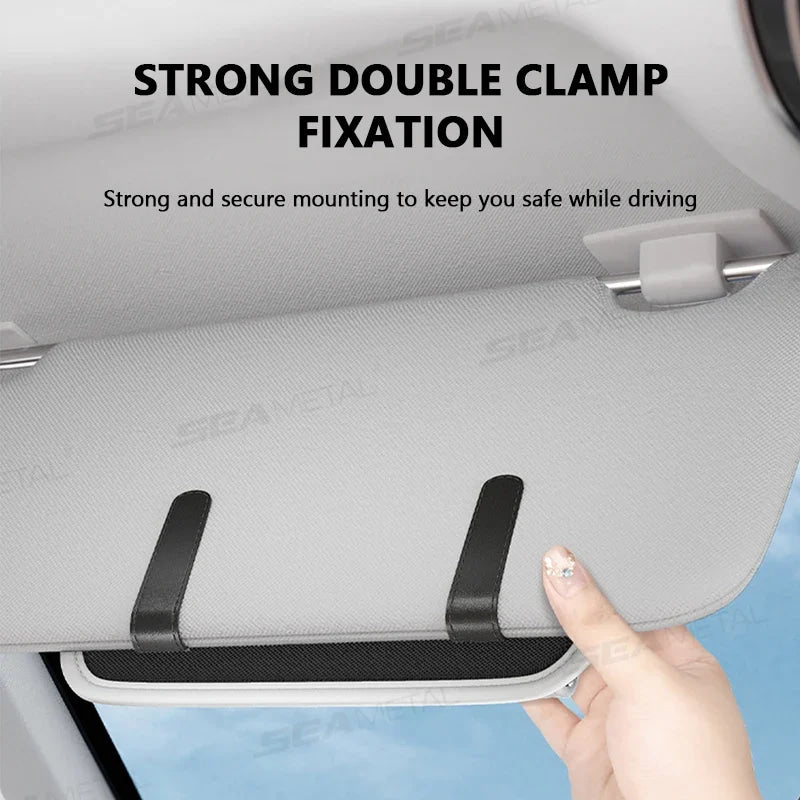 SEAMETAL Car Glasses Case Wear-Resistant PU Leather Sunglasses Holder Hook and Loop Fastener Eyewear Protection Box Scratch-Free