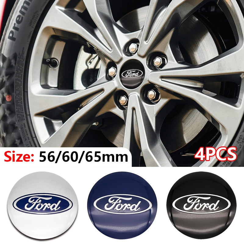 4pcs 56 60 65mm Car Wheel Center Hub Caps Stickers Badge For Ford Escape Shelby Mondeo Fiesta Fusion Explorer Edge Styling