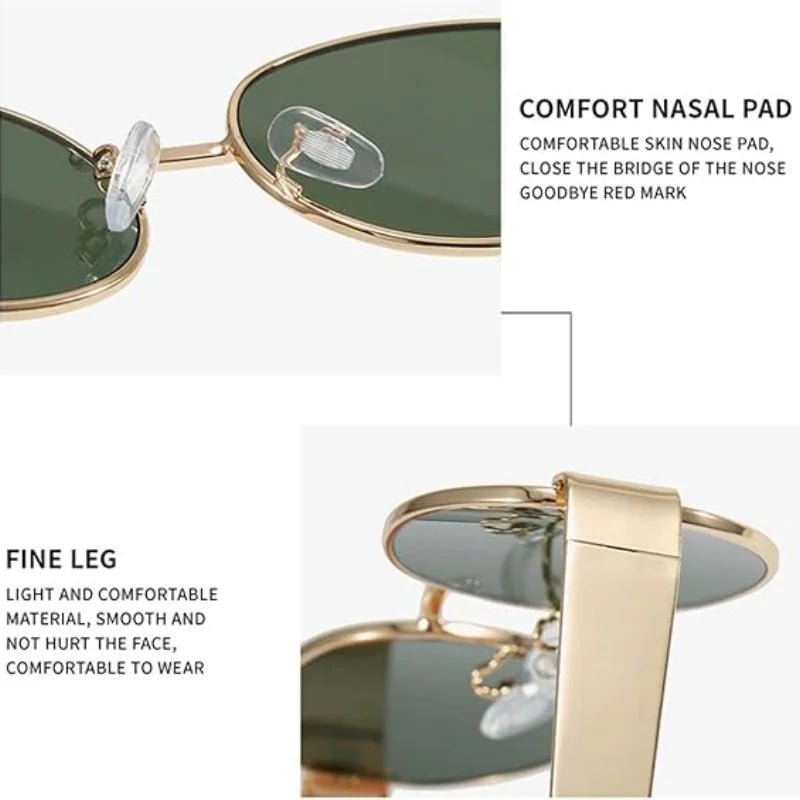 Gafas de sol de marca de Metal de lujo para hombres y mujeres, gafas de sol de moda de diseñador Unisex, gafas ovaladas Unisex con estilo