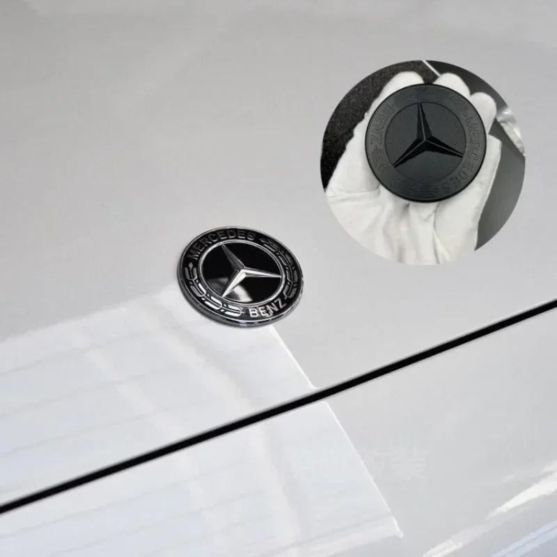 57mm Star Flat Hood Bonnet Logo Mercedes Benz AMG W204 W124 W201 W202 W212 W220 W205 Emblem Badge stickers automobile Accessorie