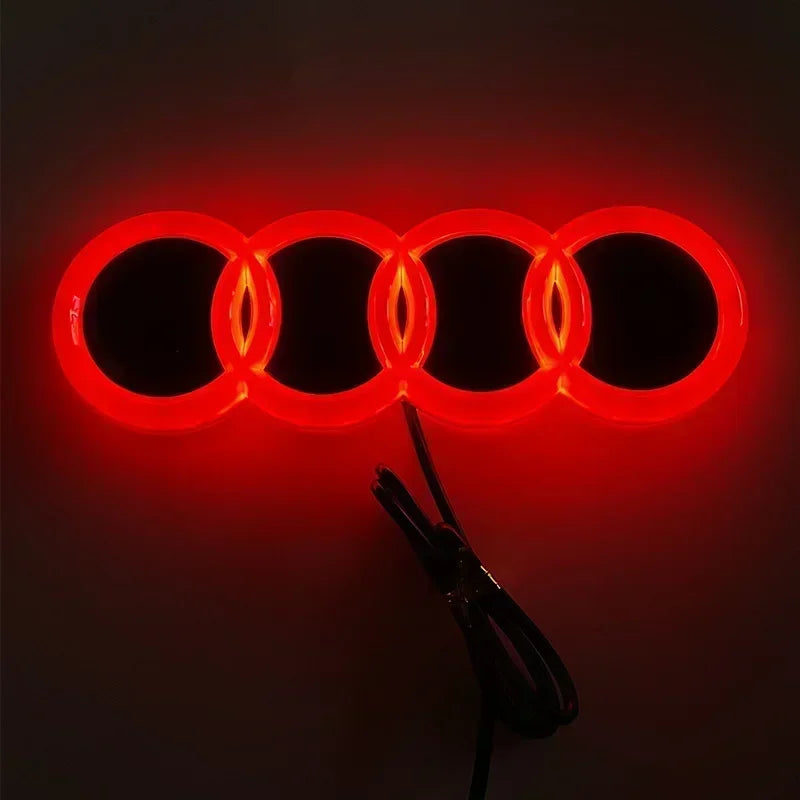 18.2x5.8cm for AUDI Car 4 Rings Logo Light Emblem A3 Q3 Q5 A1 TT 4D Led Badge Decals Refitting Decoration Glowing Accessories