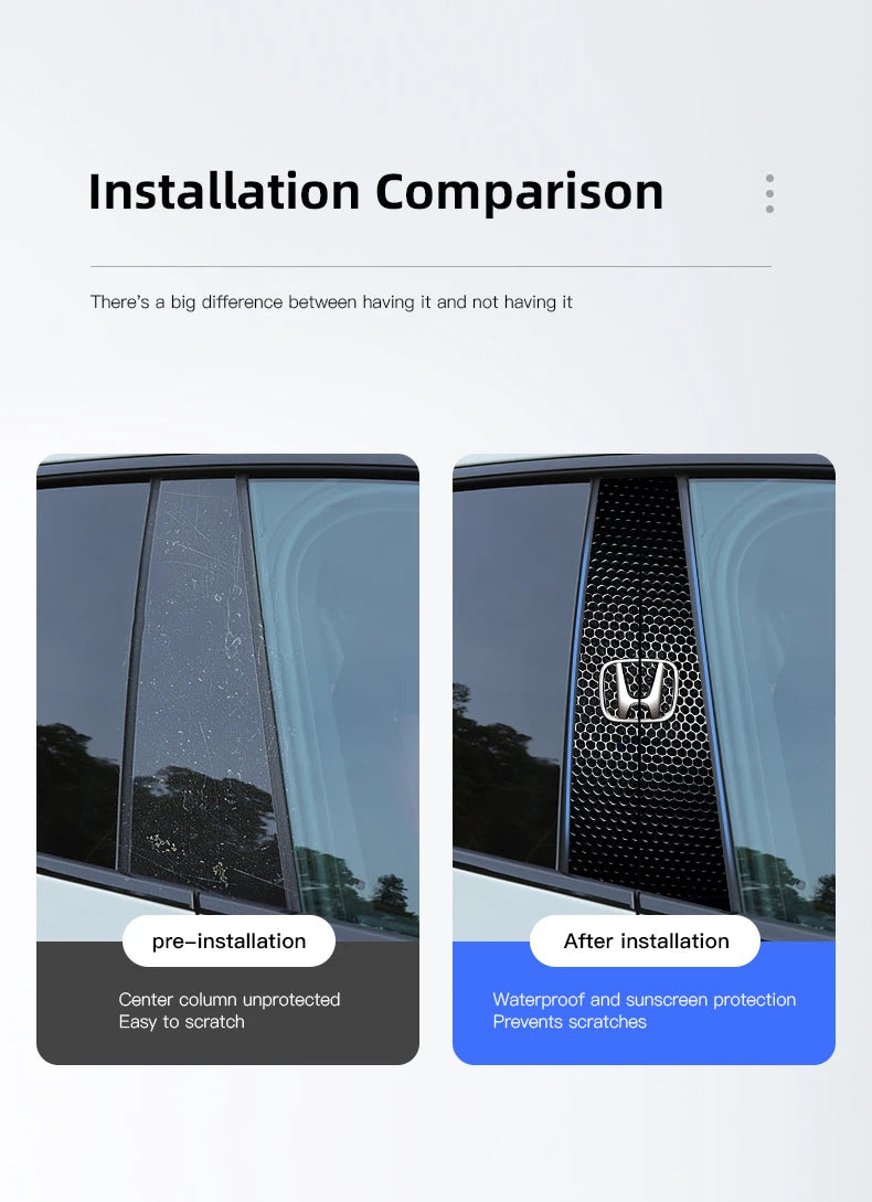 Car Stickers B-Pillar Center Column Decoration Cover Decals Auto Accessorie For Honda Civic FIT CRV Accord Jazz HRV Insight CRZ