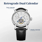 Shanghai Watch Skeletonized Flywheel Men's Mechanical Watch 42mm Automatic Watches Retrograde Calendar Sapphire Wristwatch S8924