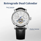 Shanghai Watch Skeletonized Flywheel Men's Mechanical Watch 42mm Automatic Watches Retrograde Calendar Sapphire Wristwatch S8924