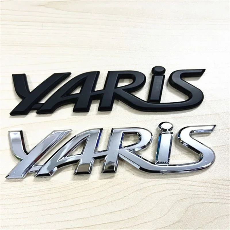 3D Metal Yaris Logo Emblem Badge Matte black Chrome Plated Trunk Letter Sticker For Toyota Yaris Car Exterior Decor Accessories