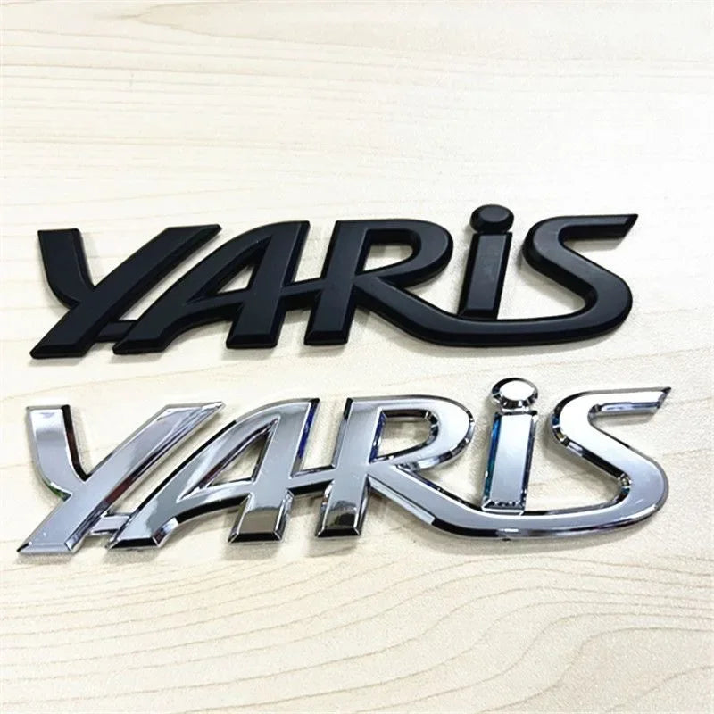 3D Metal Yaris Logo Emblem Badge Matte black Chrome Plated Trunk Letter Sticker For Toyota Yaris Car Exterior Decor Accessories