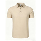 Men's Linen Blend Short Sleeve Polo Shirt Button Placket Chest Patch Breathable Casual Golf Business Work Daily Tops for Men