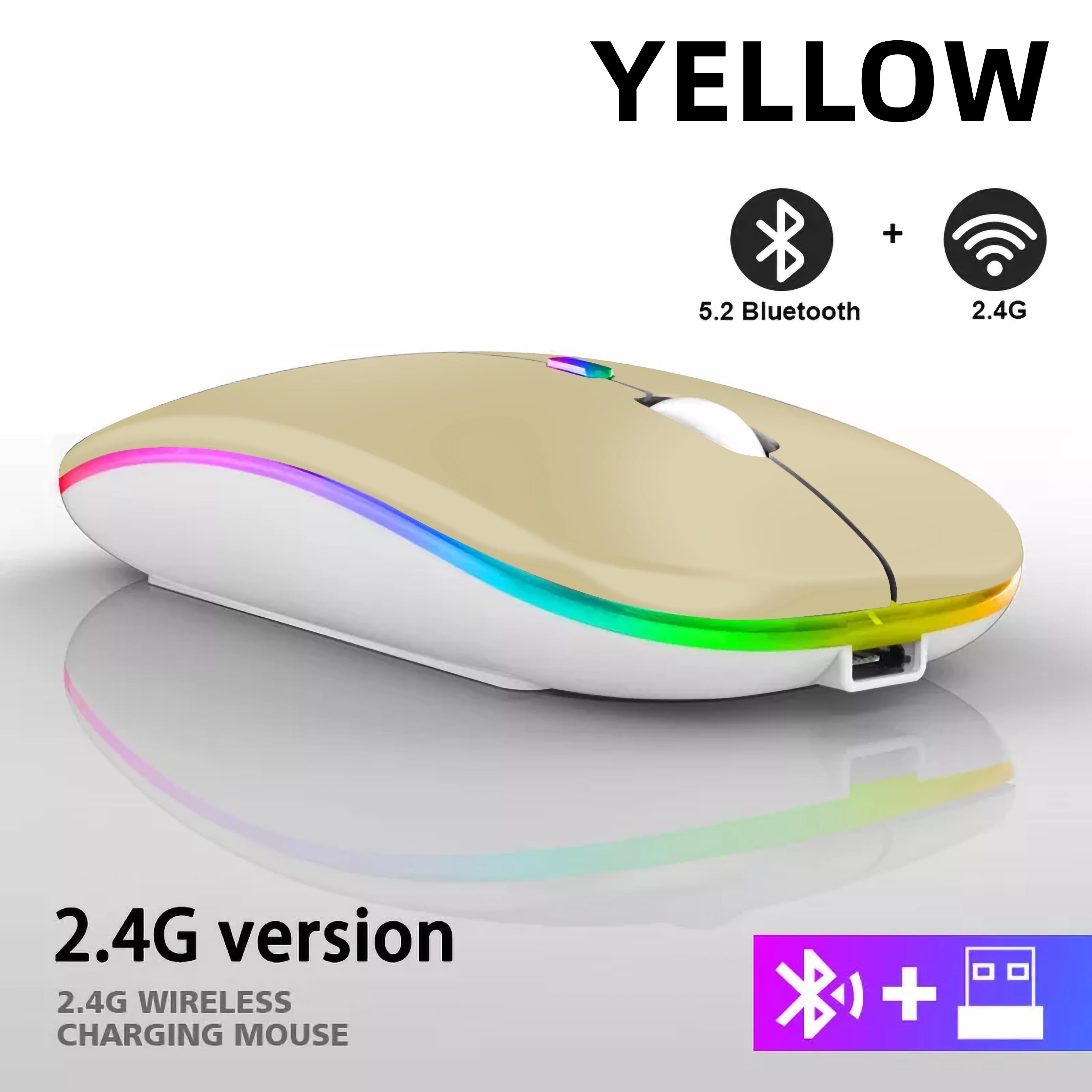Ratón inalámbrico Bluetooth recargable con 2,4 GHz USB RGB 1600DPI ratón para ordenador portátil tableta PC Macbook Gaming Mouse Gamer