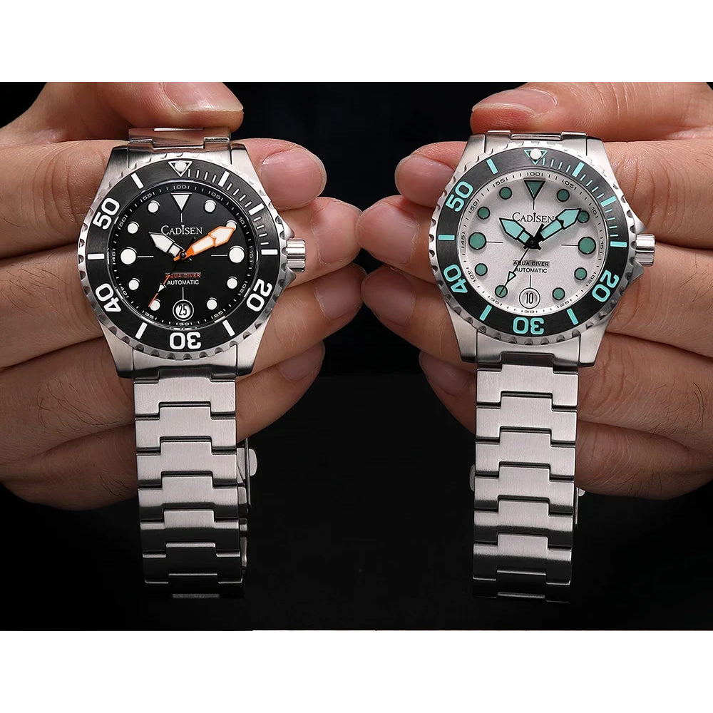 CADISEN AQUA DIVER New Brand Luxury Men Watches Automatic Watch Japan MIYOTA 8215 100M Waterproof Luminous Mechanical Wristwatch