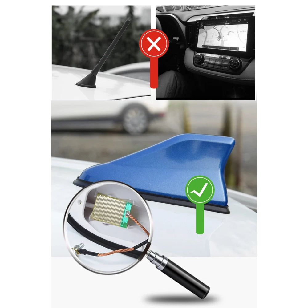 16cm Universal Carbon Fiber Look Car Roof Top Mount Shark Fin Aerial Antenna Toppers Auto Radio AM FM Antenna Signal Amplifier