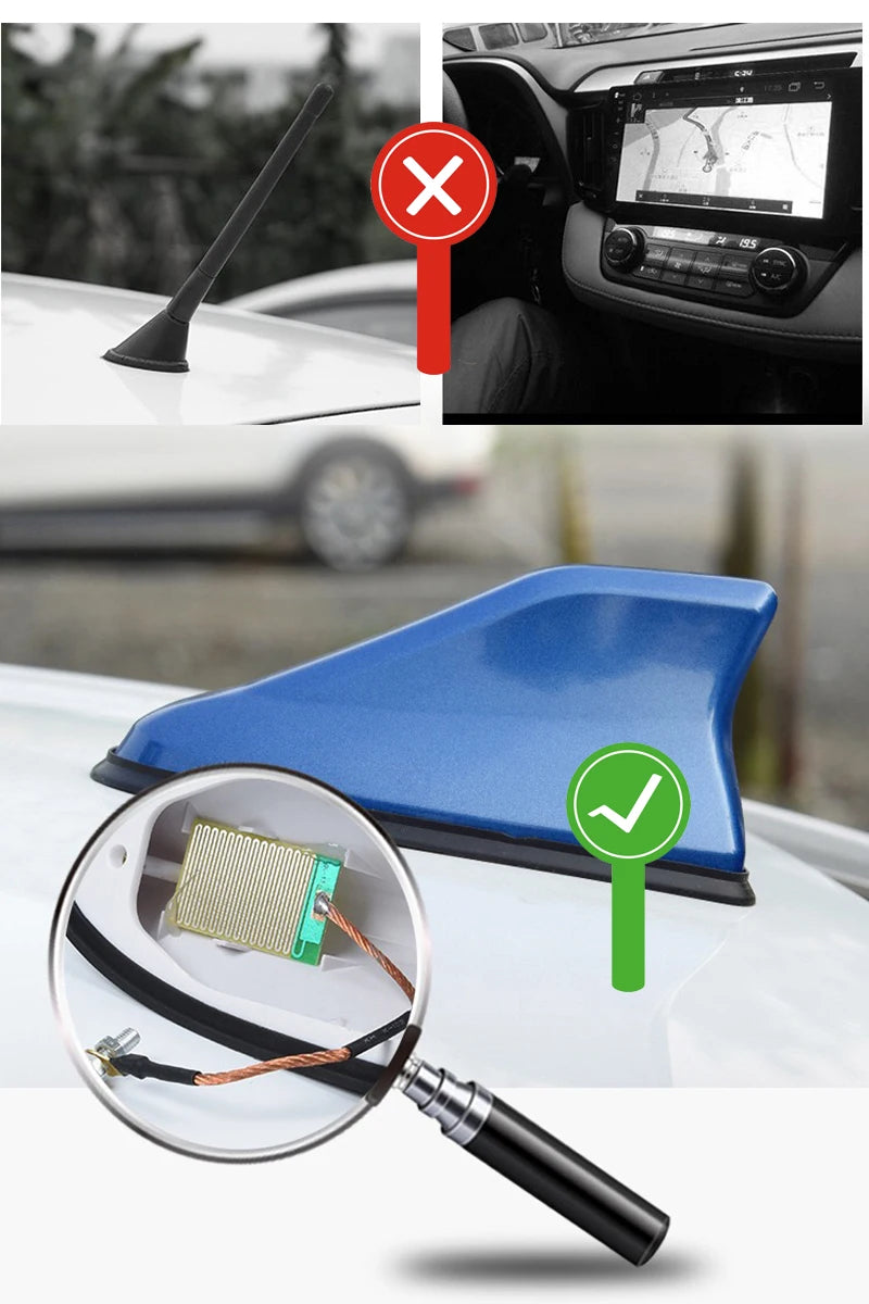 16cm Universal Carbon Fiber Look Car Roof Top Mount Shark Fin Aerial Antenna Toppers Auto Radio AM FM Antenna Signal Amplifier