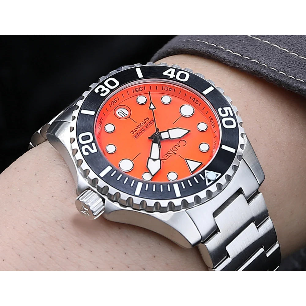 CADISEN AQUA DIVER New Brand Luxury Men Watches Automatic Watch Japan MIYOTA 8215 100M Waterproof Luminous Mechanical Wristwatch