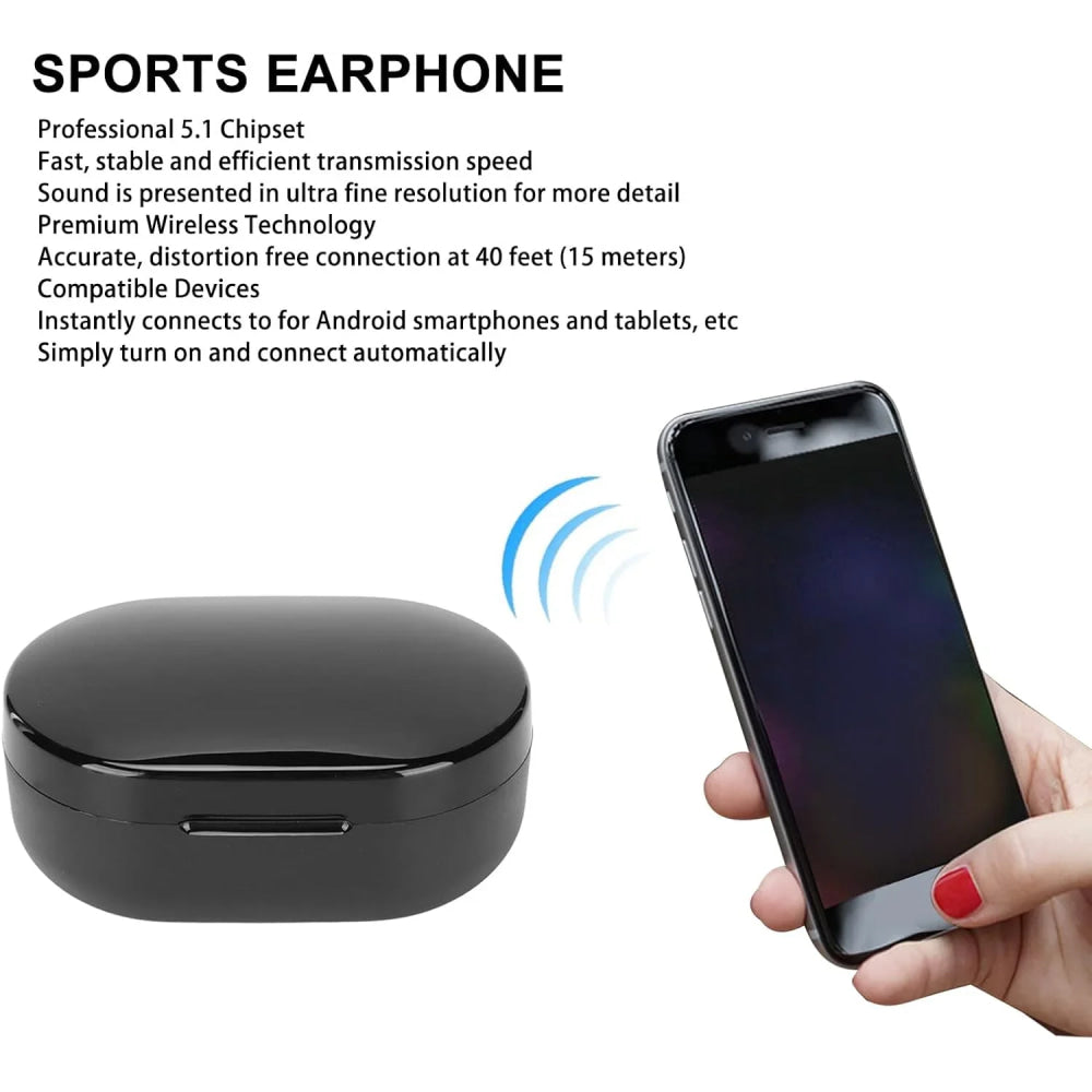 A6S Wireless Bluetooth Earphones - Sport Touch Control Headset With LED Display Stereo Sound For Xiaomi Huawei