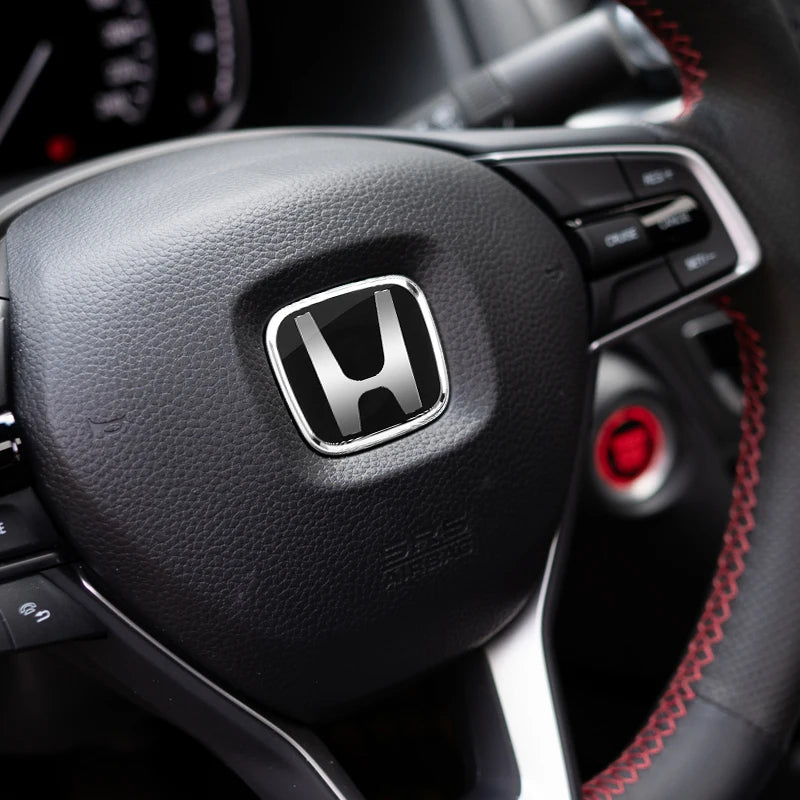 Car Steering Wheel Emblem Sticker For Honda Civic Accord City CRV Jade Fit Odyssey Hybrid Red Black Blue Interior Modification