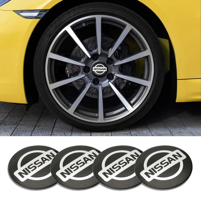 56mm Car Wheel Center Stickers Hub Emblem Decals for Nissan Qashqai X-Trail Patrol Note Leaf Altima Maxima Micra Murano Rogue