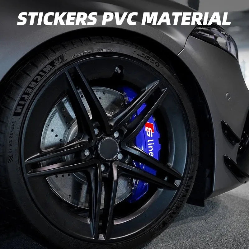 6pcs Car Caliper Sticker for Audi Sport Sline S3 A3 B5 B6 B7 B8 B9 8P 8V 8L A5 A4 C6 C5 A1 A6 A7 A8 Auto Logo Tire Brake Decals