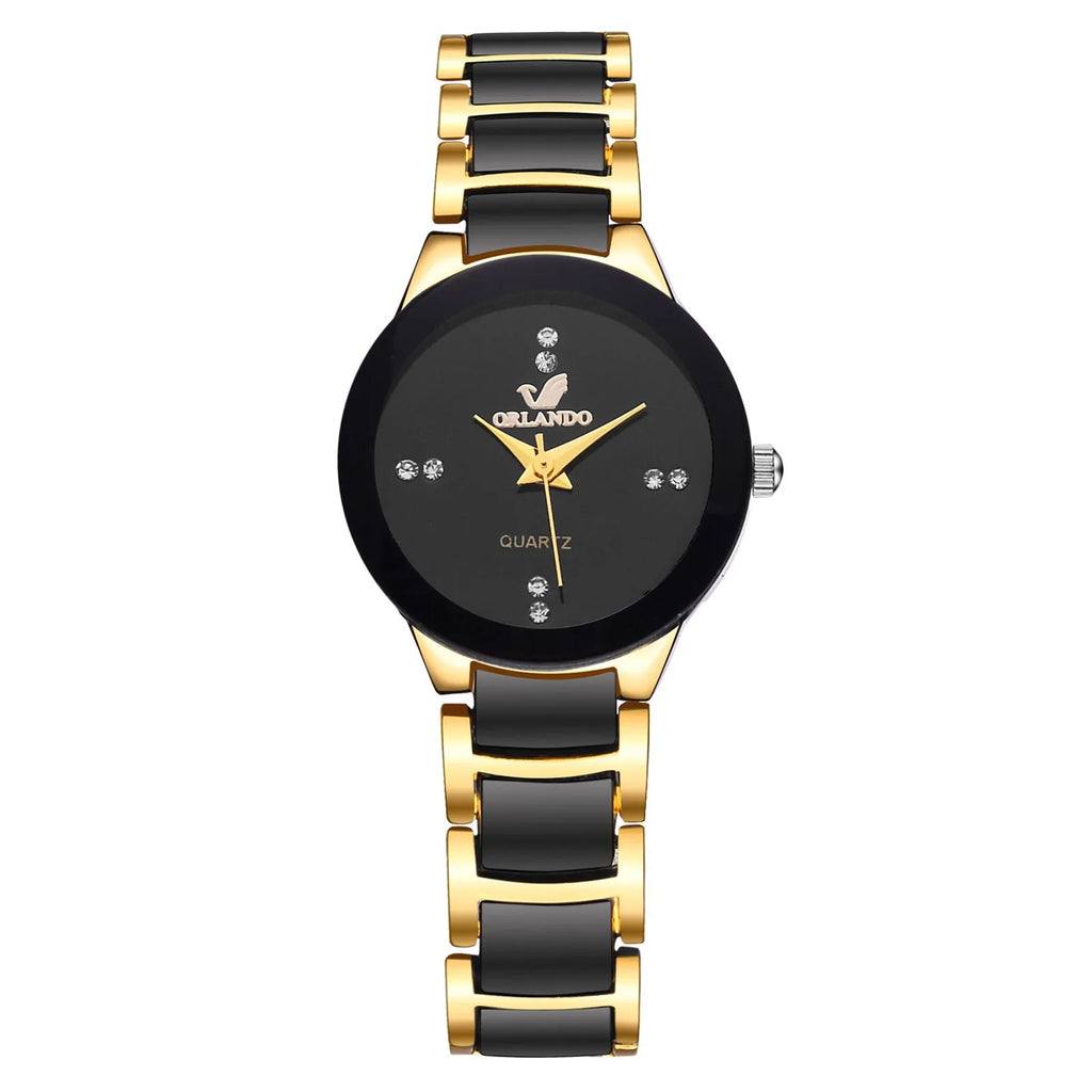 ORLANDO Men Luxury Watches New Arrived Cool Black Gold Quartz Steel Wristwatch Exquisite Masculino Relogio Fashion Clock