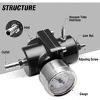 Universal 1Set Adjustable Fuel Pressure Regulator + Gauge+ Fitting Kit Aluminum Black Blue Red Silver