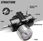 Universal 1Set Adjustable Fuel Pressure Regulator + Gauge+ Fitting Kit Aluminum Black Blue Red Silver