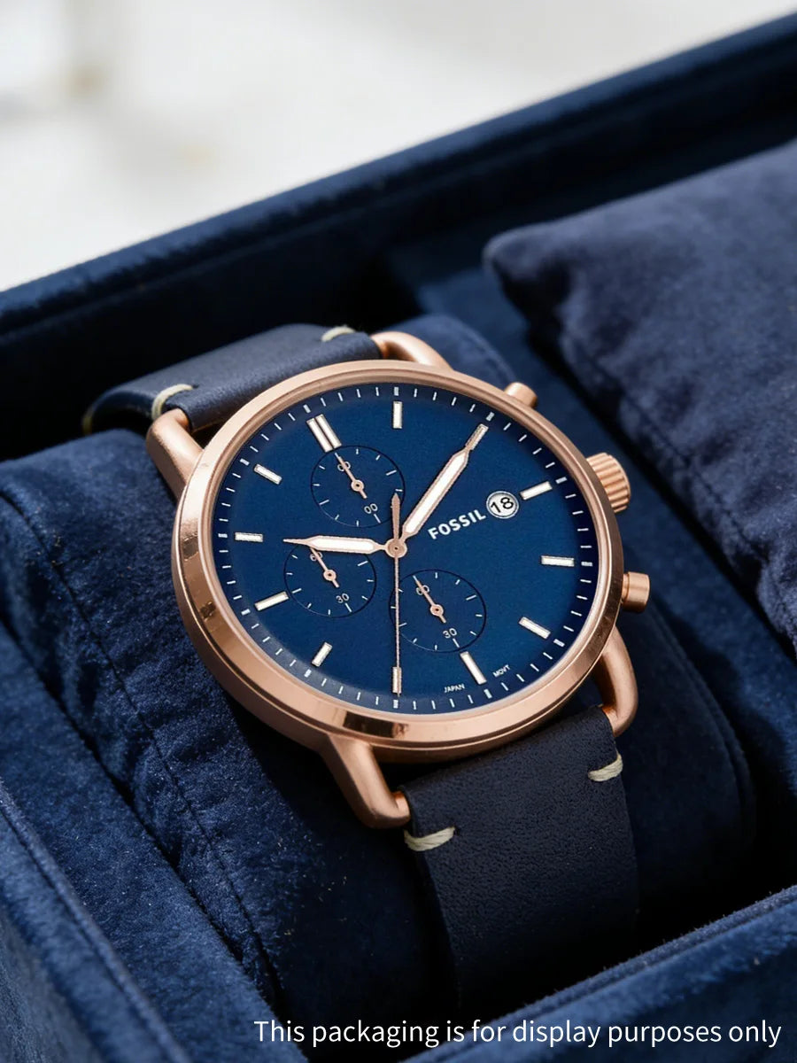 Fossil FS5404 Men Quartz Watch Chronograph Genuine Leather Strap Rose Gold Casual Business Wristwatch Relogio Masculino
