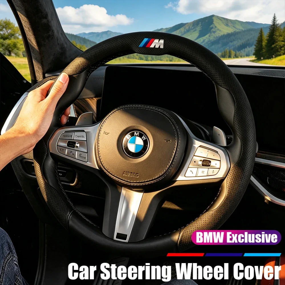 Perforated Breathable Leather Car Steering Wheel Cover Accessories For BMW E90 G80 M3 G30 M5 F82 F83 F20 F21 G42 F95 F96 G06 G07