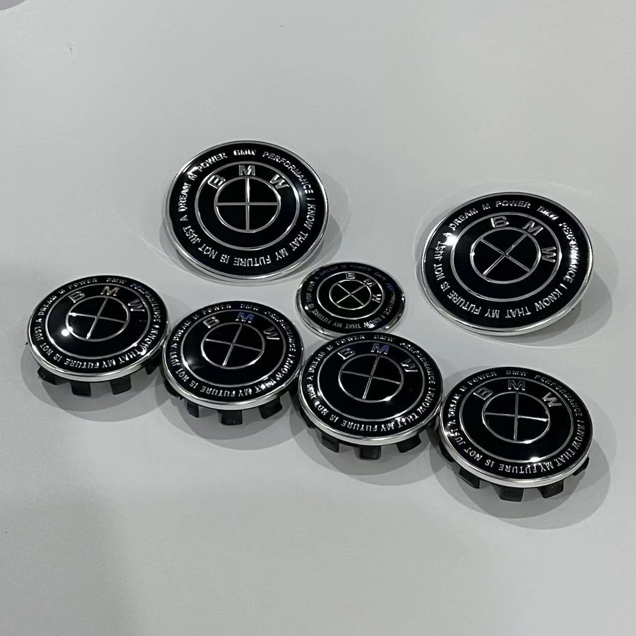 BMW 7Pcs Badge Logo 3D Wheel Center Cap Set Fit E36 E46 E53 E90 E60 E93 E87 G01 G20 E30 X1 X3 X5 X6 X7 F30 F20 Auto Accessories