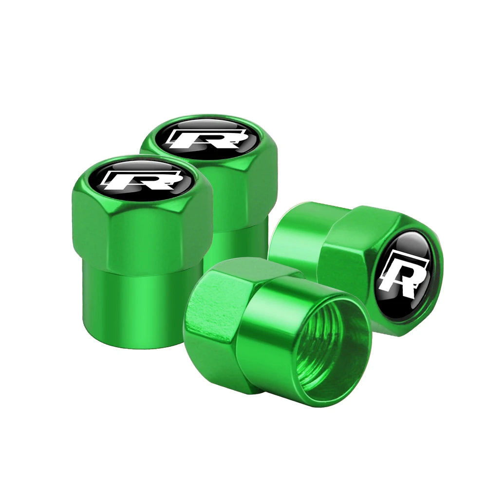 4Pcs Car Wheel Tires  Valve Caps Auto Exterior Accessories For Volkswagen GTI Golf Polo Passat RLine Magotan Jetta Bora Beetle R