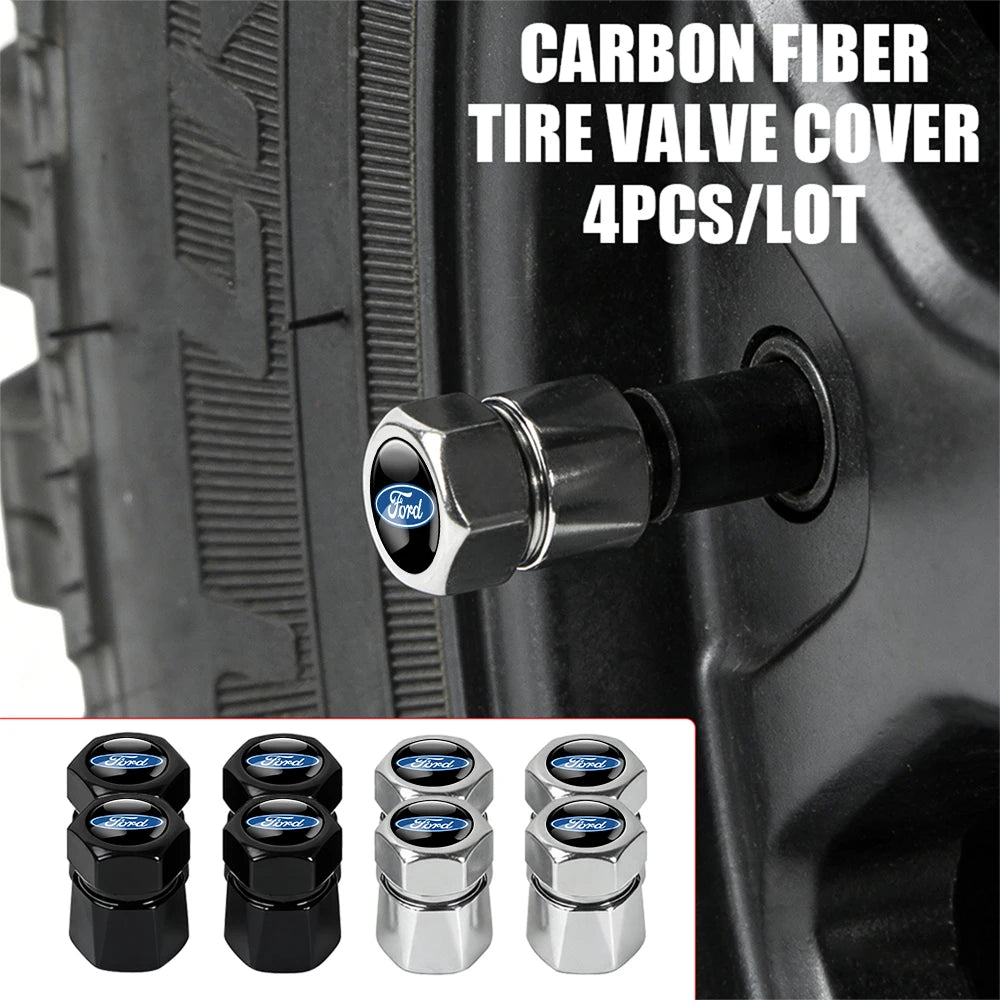 4Pcs 3D Metal Car Tire Wheel Valve Cap Accessories For Ford Focus Mk2 MK3 MK7 MK4 Fiesta Ranger Mustang Kuga Mondeo Explorer GTD