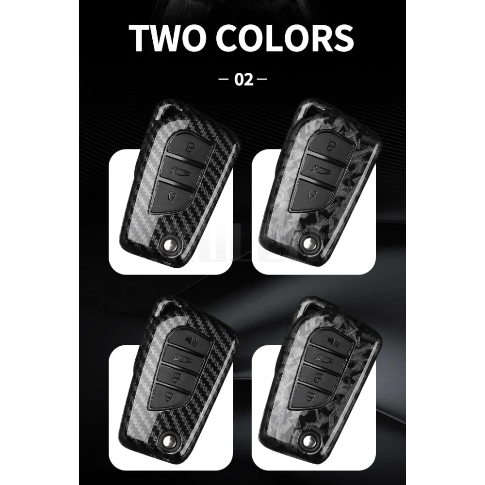For Toyota Camry RAV4 Forturner Hilux Auris Corolla Avensis Verso Yaris Aygo Scion TC ABS Carbon Fiber Style Car Key Case Cover