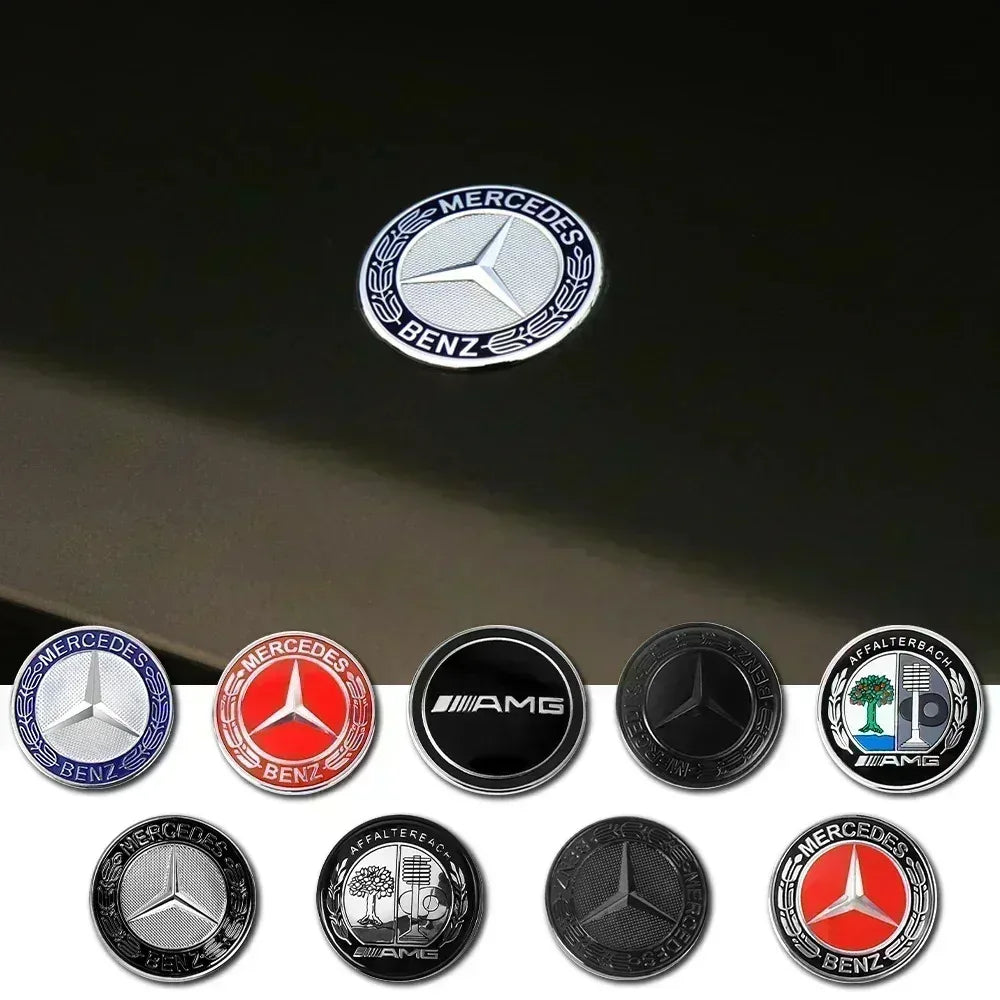 57mm ABS Car Flat Hood Emblem Sticker Front Badge Logo For Mercedes Benz AMG C180 E300 S200 W206 W205 A0008171801 Accessories