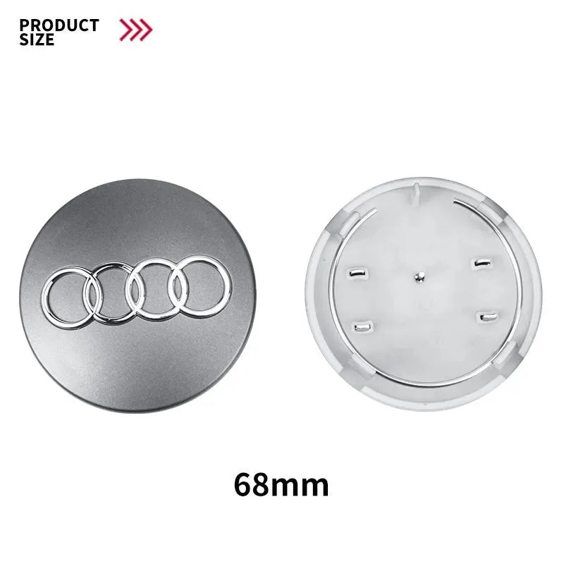 4pcs For Audi Q3 Q4 Q5 Q7 S3 S4 S5 S6 S7 TT A1 A2 A3 A4 A5 A6 A7 Q2 60mm 61mm 68mm 69mm Car Wheel Center Cap Hub Covers Badge