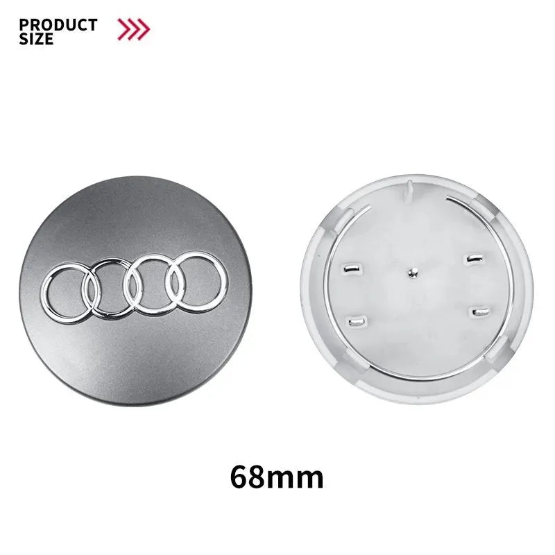 4pcs For Audi Q3 Q4 Q5 Q7 S3 S4 S5 S6 S7 TT A1 A2 A3 A4 A5 A6 A7 Q2 60mm 61mm 68mm 69mm Car Wheel Center Cap Hub Covers Badge