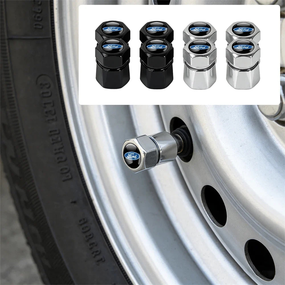 4Pcs 3D Metal Car Tire Wheel Valve Cap Accessories For Ford Focus Mk2 MK3 MK7 MK4 Fiesta Ranger Mustang Kuga Mondeo Explorer GTD