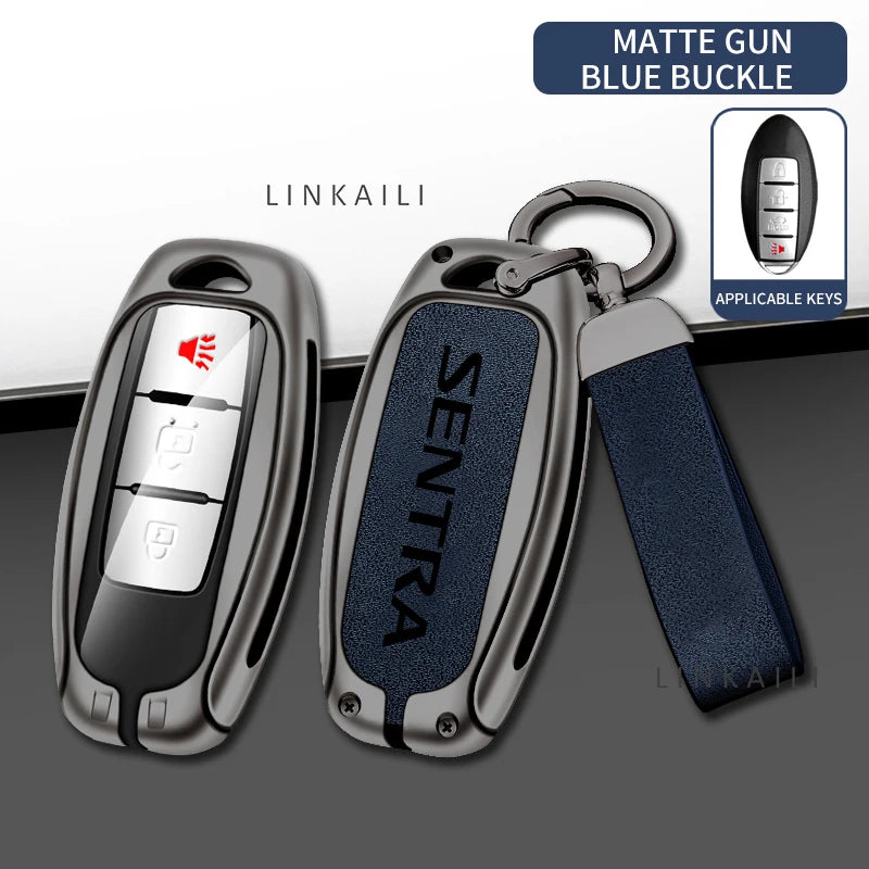 Suitable for Nissan SENTRA 2024 2020 2017 automatic transmission zinc alloy car key bag leather car key fob accessories