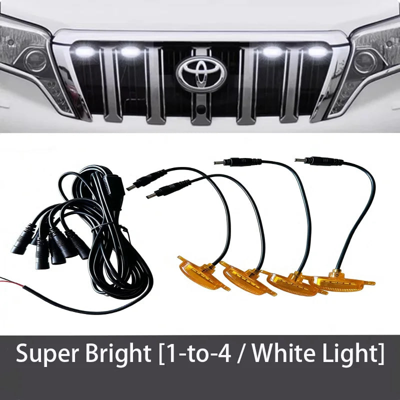 4Pcs 6Pcs Front Grille LED Lights For Toyota Land Cruiser Prado 150 120 Amber DRL Daytime Running Warning Grill Lamps