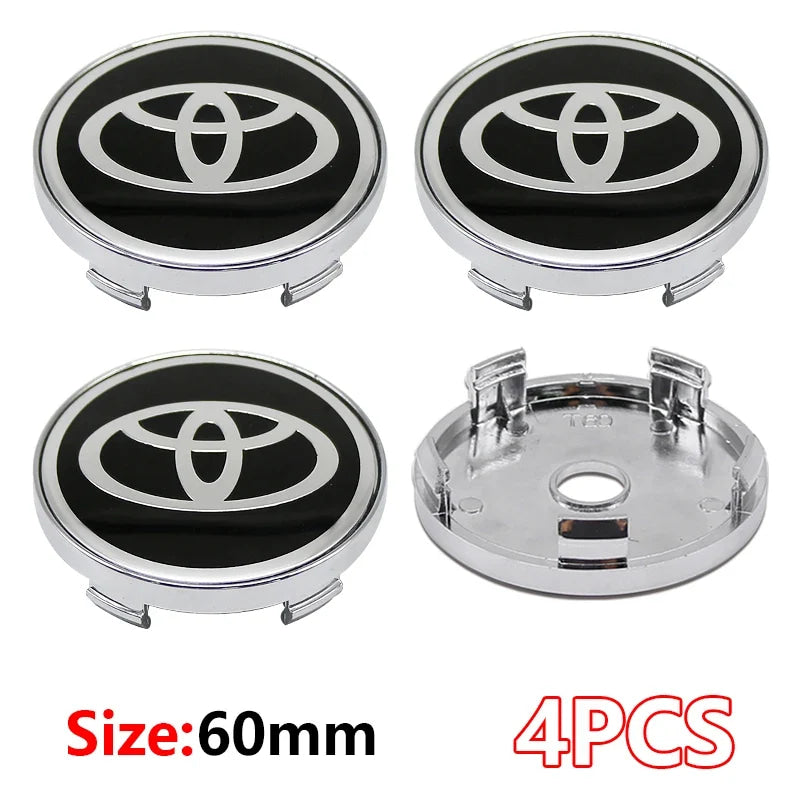 4Pcs Car Wheel Center Hub Caps Emblem Badge Rim Dust Cover For Toyota Corolla Camry Highlander Yaris Prius CHR Auto Accessories
