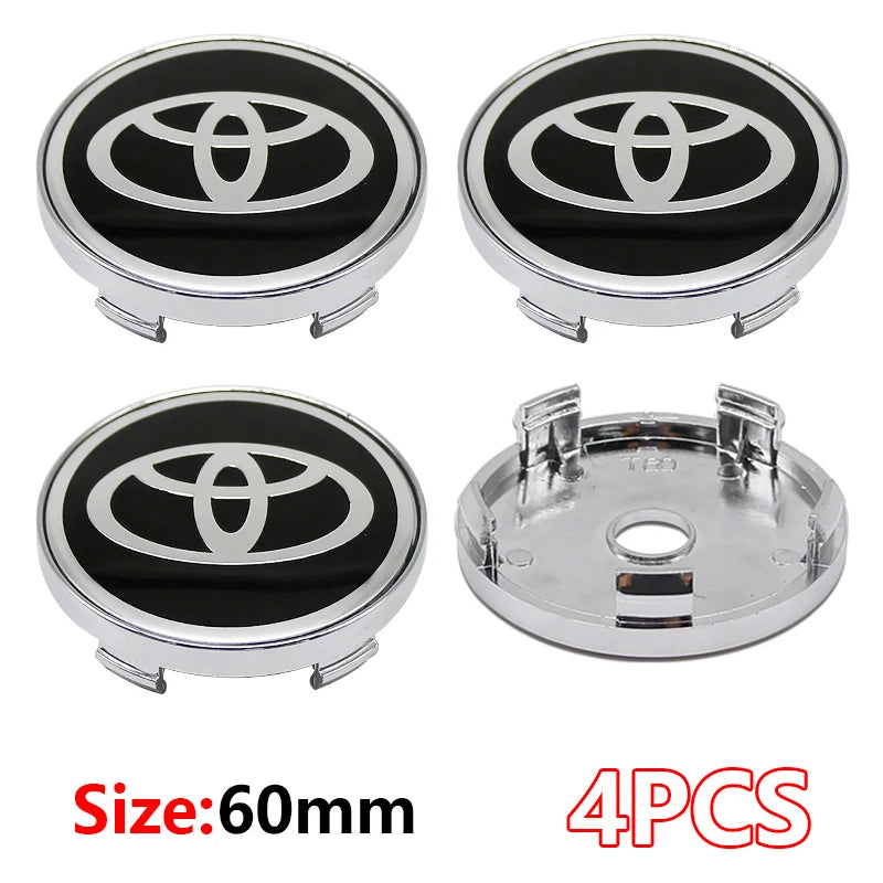4Pcs Car Wheel Center Hub Caps Emblem Badge Rim Dust Cover For Toyota Corolla Camry Highlander Yaris Prius CHR Auto Accessories