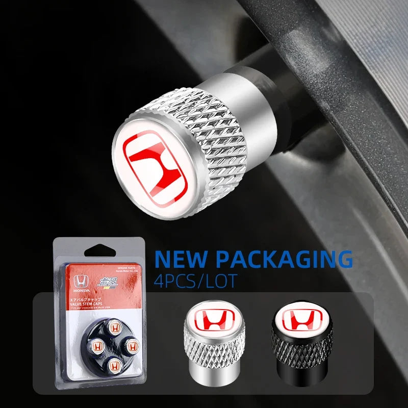 Car Tire Stem Valve Caps Aluminium Car Dustproof Caps Tire Wheel Stem Air Valve Caps For Honda Civic XR-V HR-V City Accord Jazz