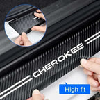 Carbon Fiber Car Door Threshold Tape Sill Protective Stickers Decal for Jeep CHEROKEE Logo Rear Trunk Bumper Scratch Guard Trim