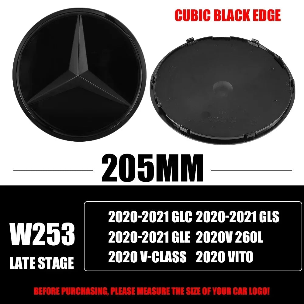 3D 185MM 205MM Front Grille Star Logo Emblem Badge Auto Accessories for Mercedes-Benz Amg C/B/E Class W205 W253 W213 GLC GLE