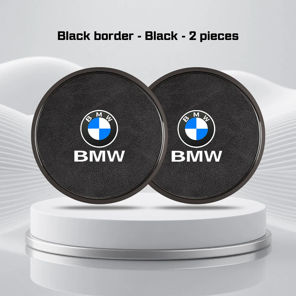 2Pcs Leather Car Coaster Anti-slip Mat Cup Holder Pad For BMW X1 X2 X3 X4 X5 X6 X7 1 3 5 6 7 Series E60 E90 E70 G20 G30 G7