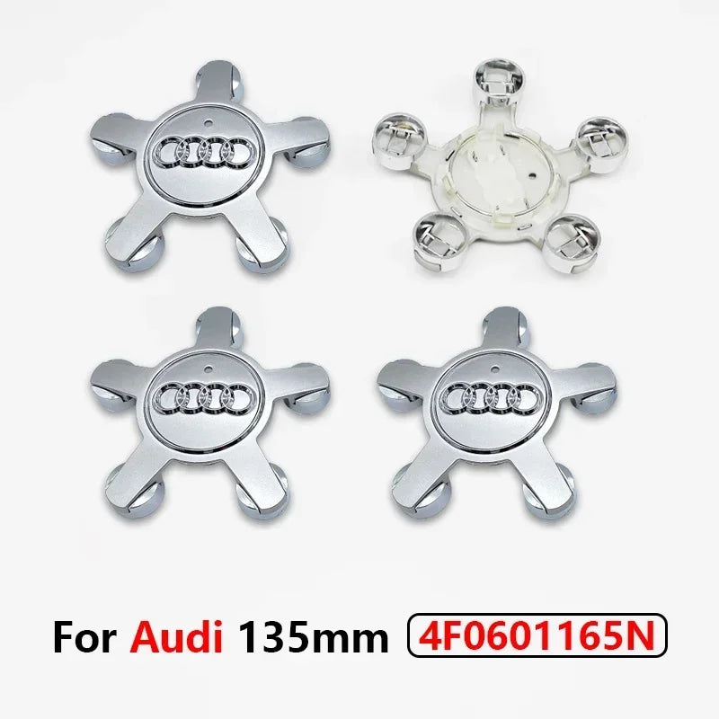 4pcs Audi 135MM Car Hub Caps 8R0601165 4F0601165 For A4 A5 A6 A7 Q3 Q5 A3 S5 Accessories Auto Wheel Center Cap Hubcap Rim Covers